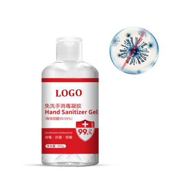 Private Label Wash Free Feuchtigkeitsspendendes Händedesinfektionsmittel 200ml Alkohol Antibakterielles Gel